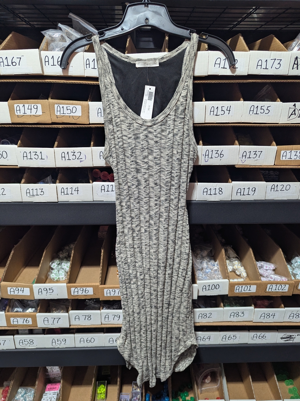 Sleeveless Ribbed Tank Dress - Heather Gray S